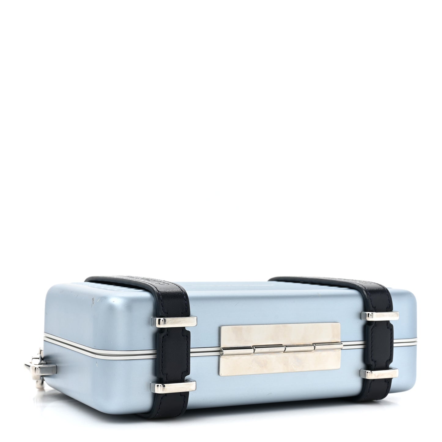 X RIMOWA Aluminum Personal Clutch On Strap Bleu