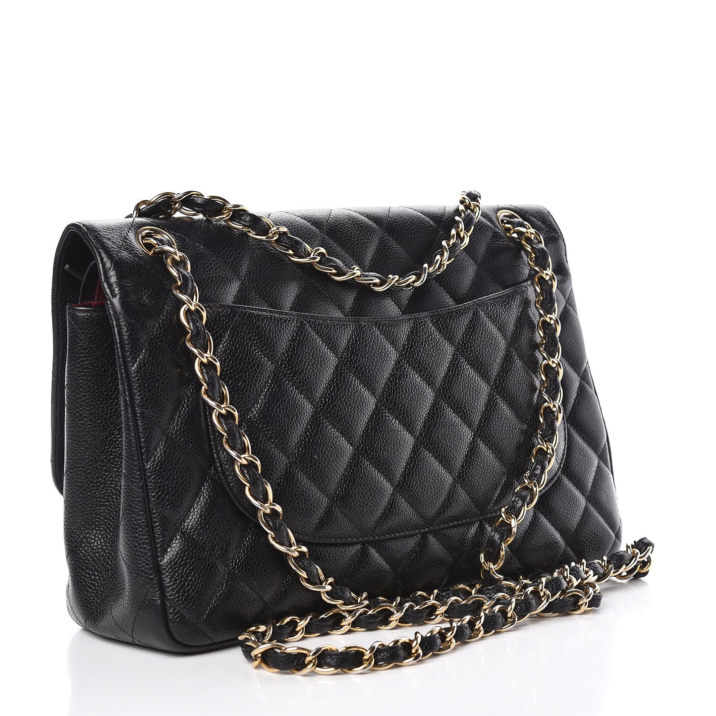 Caviar Quilted Jumbo Double Flap Black