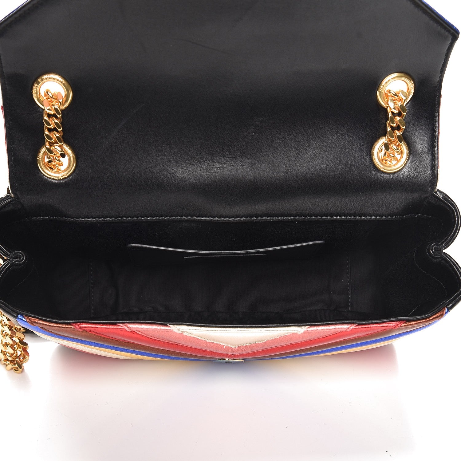 Saint Laurent Metallic Calfskin Matelasse Chevron Medium Monogram Satchel Multicolor 7 of 7