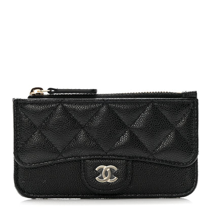 Chanel Caviar Quilted Flap Zip Card Holder Black 1 of 8
