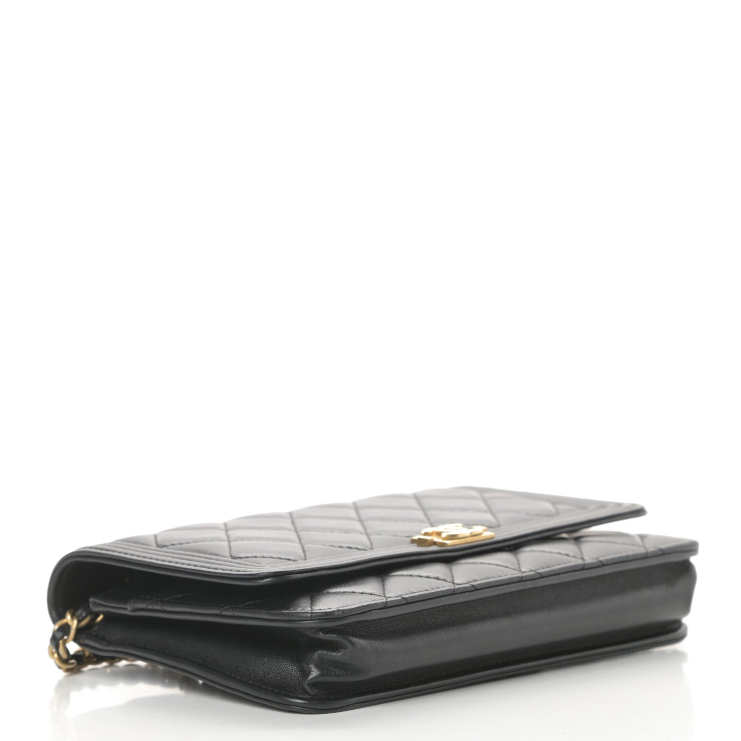 Lambskin Quilted Boy Wallet On Chain WOC Black