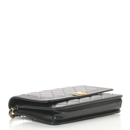 Chanel Lambskin Quilted Boy Wallet On Chain WOC Black 4 of 16