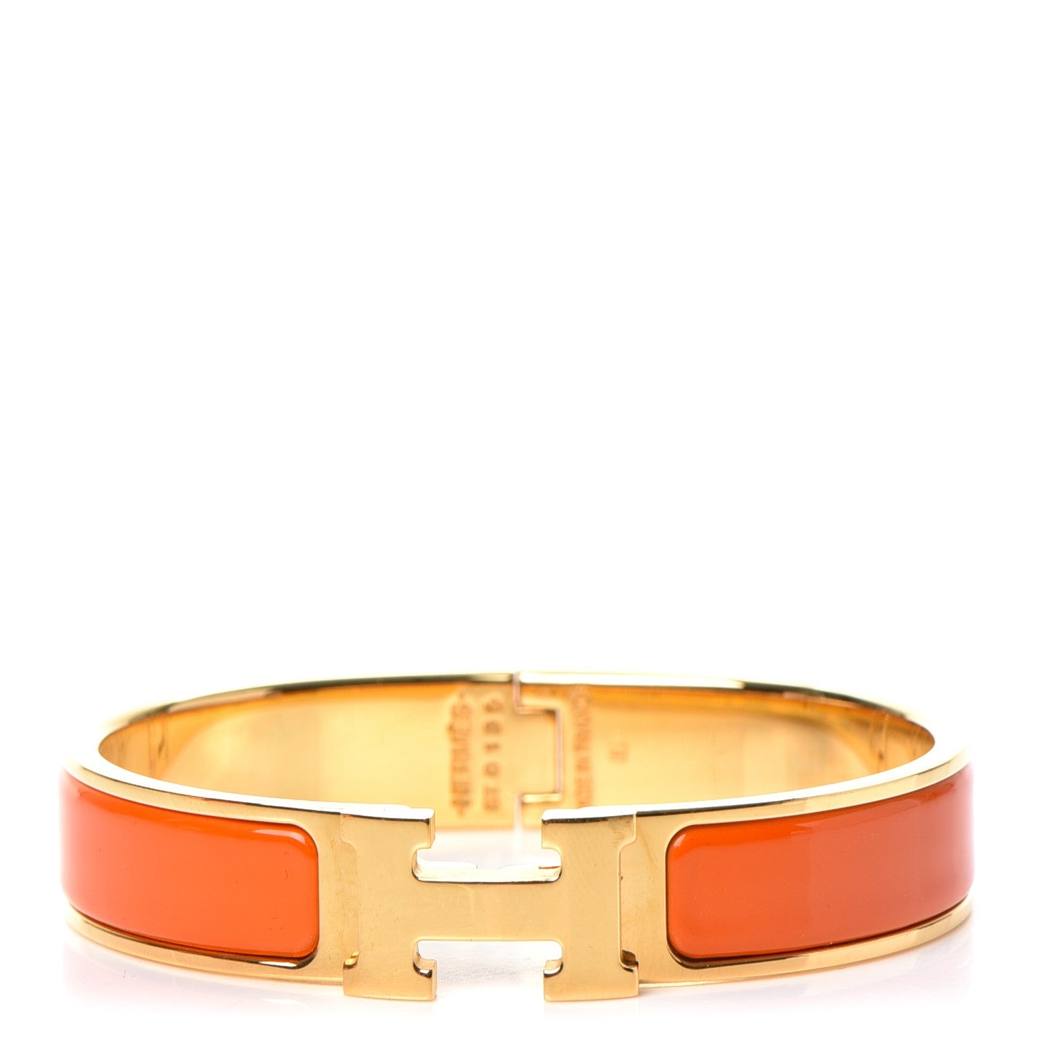 Hermes Enamel Narrow Clic Clac H Bracelet PM Orange 1 of 5