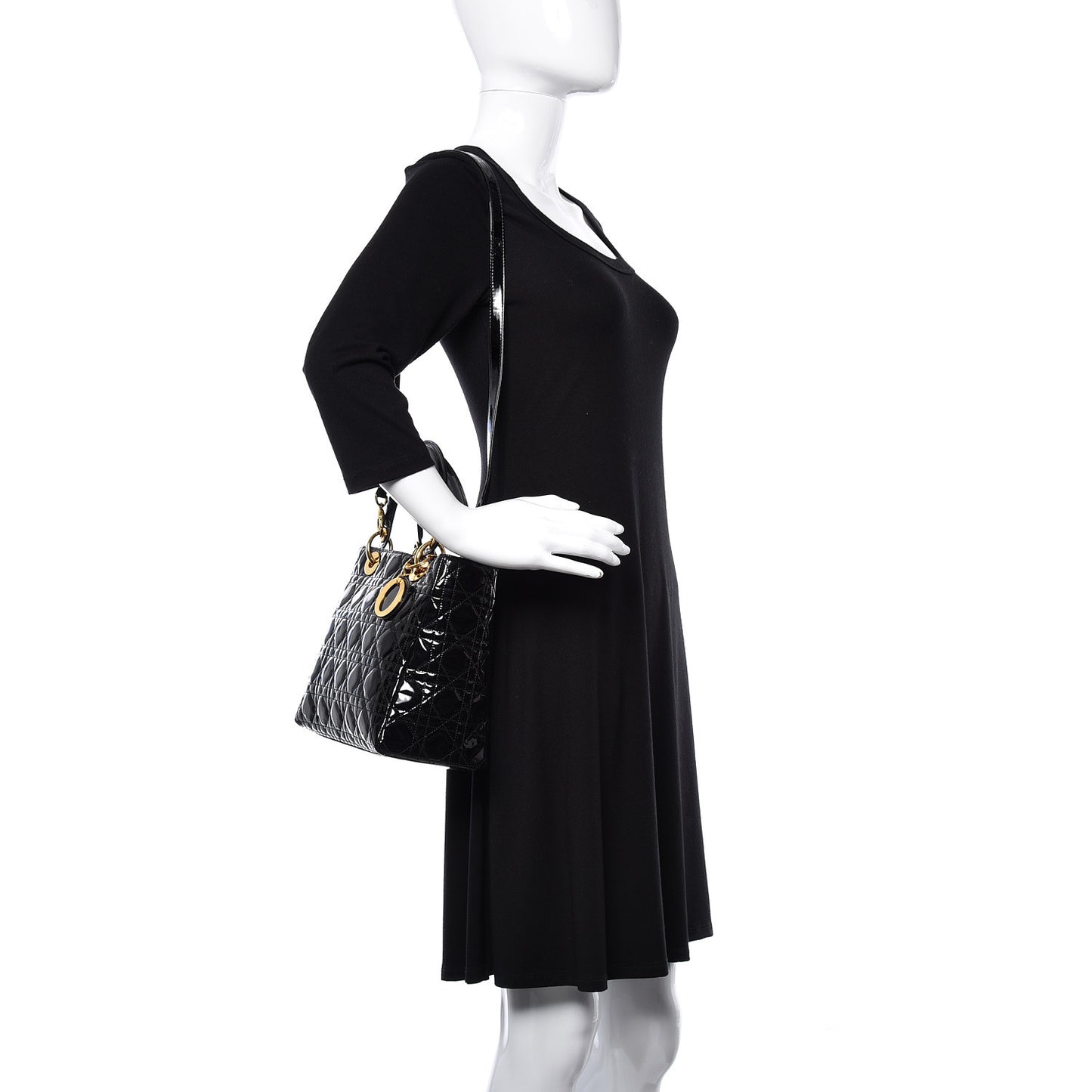 Patent Cannage Medium Lady Dior Black