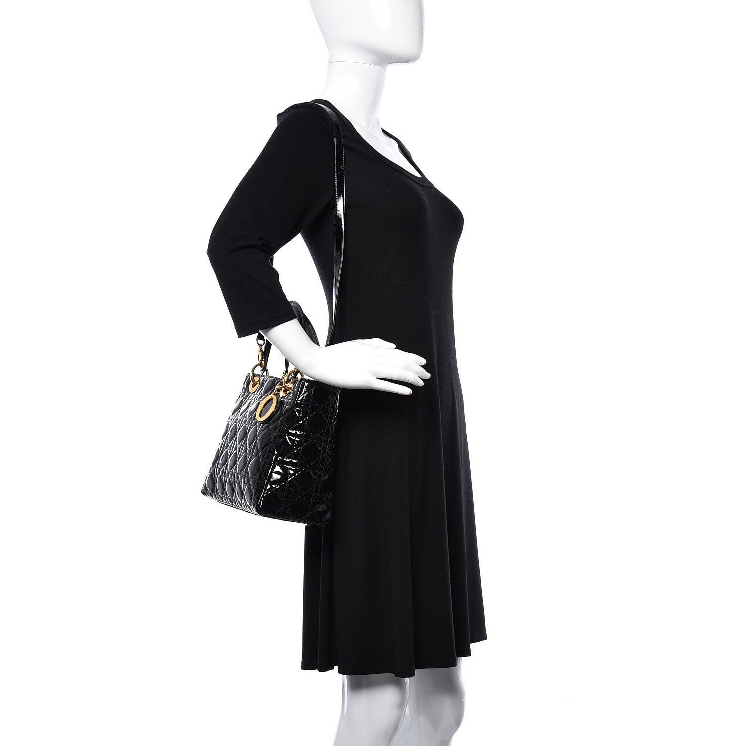 Christian Dior Patent Cannage Medium Lady Dior Black 3 of 18