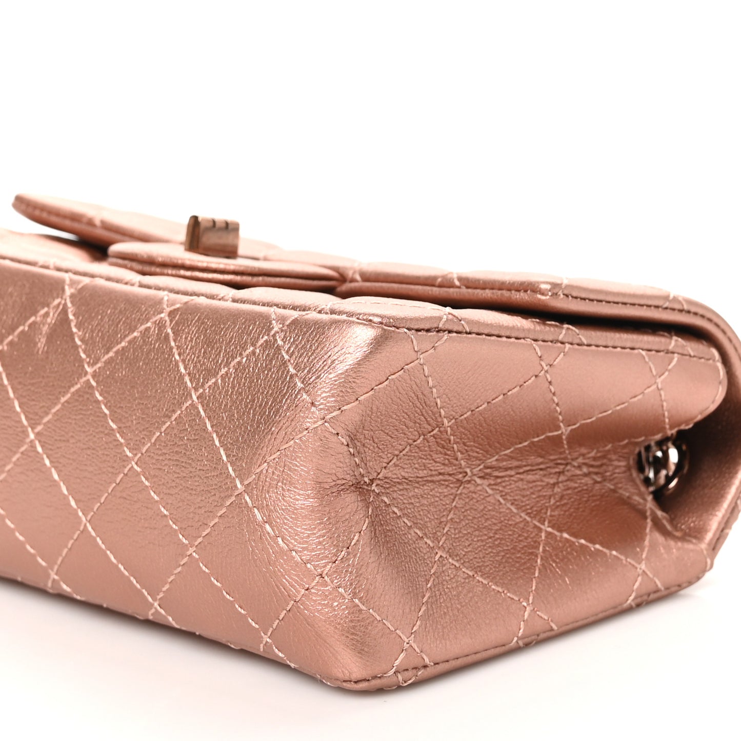 Metallic Grained Calfskin Quilted 2.55 Reissue Mini Flap Copper Pink