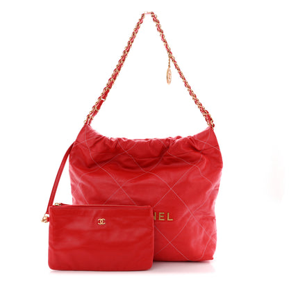 Chanel Shiny Calfskin Stitched Quilted Small Chanel 22 Red 3 of 11