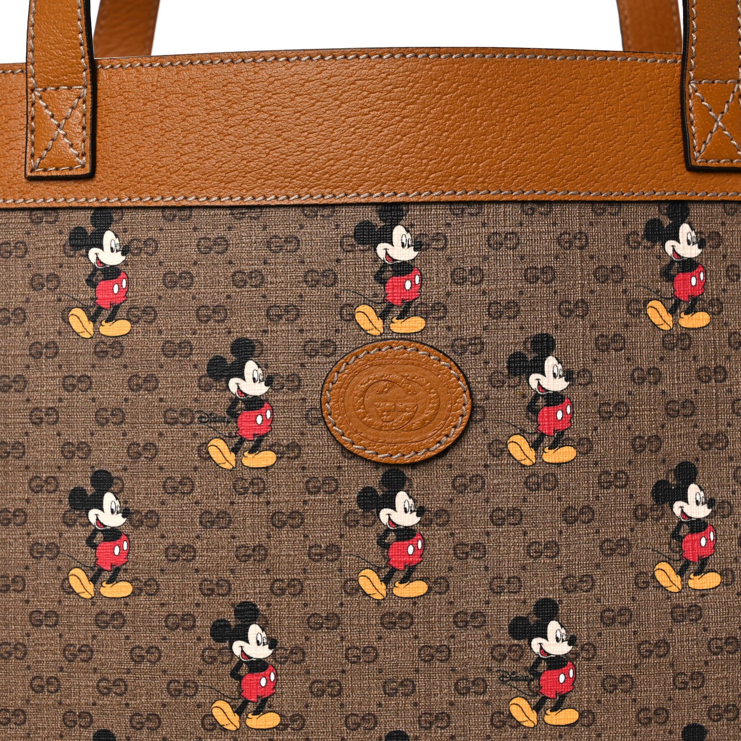 X DISNEY Mini Vintage GG Supreme Monogram Mickey Mouse Large Shopping Tote Beige Vintage Sun Oil