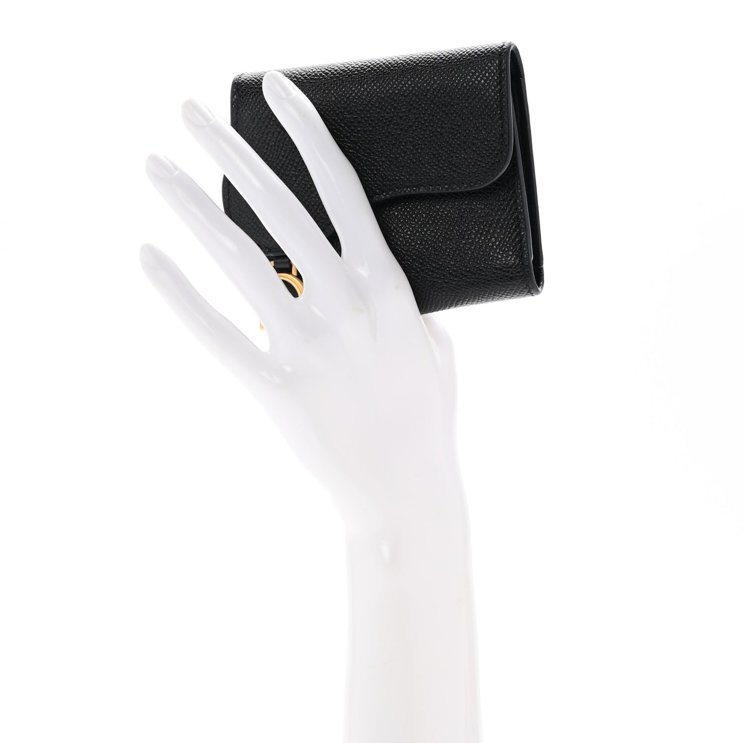 Grained Calfskin Saddle Lotus Wallet Black