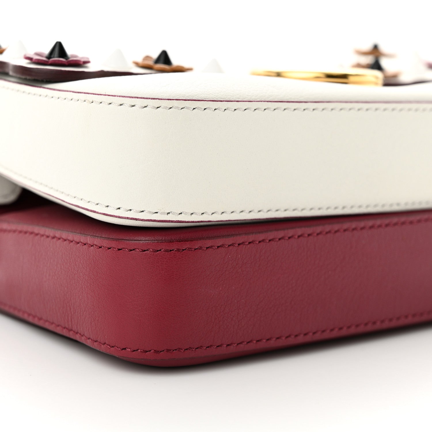 Fendi Vitello Dolce Nappa Flowerland Studded F is Fendi FF Micro Double Baguette White Multicolor 8 of 10