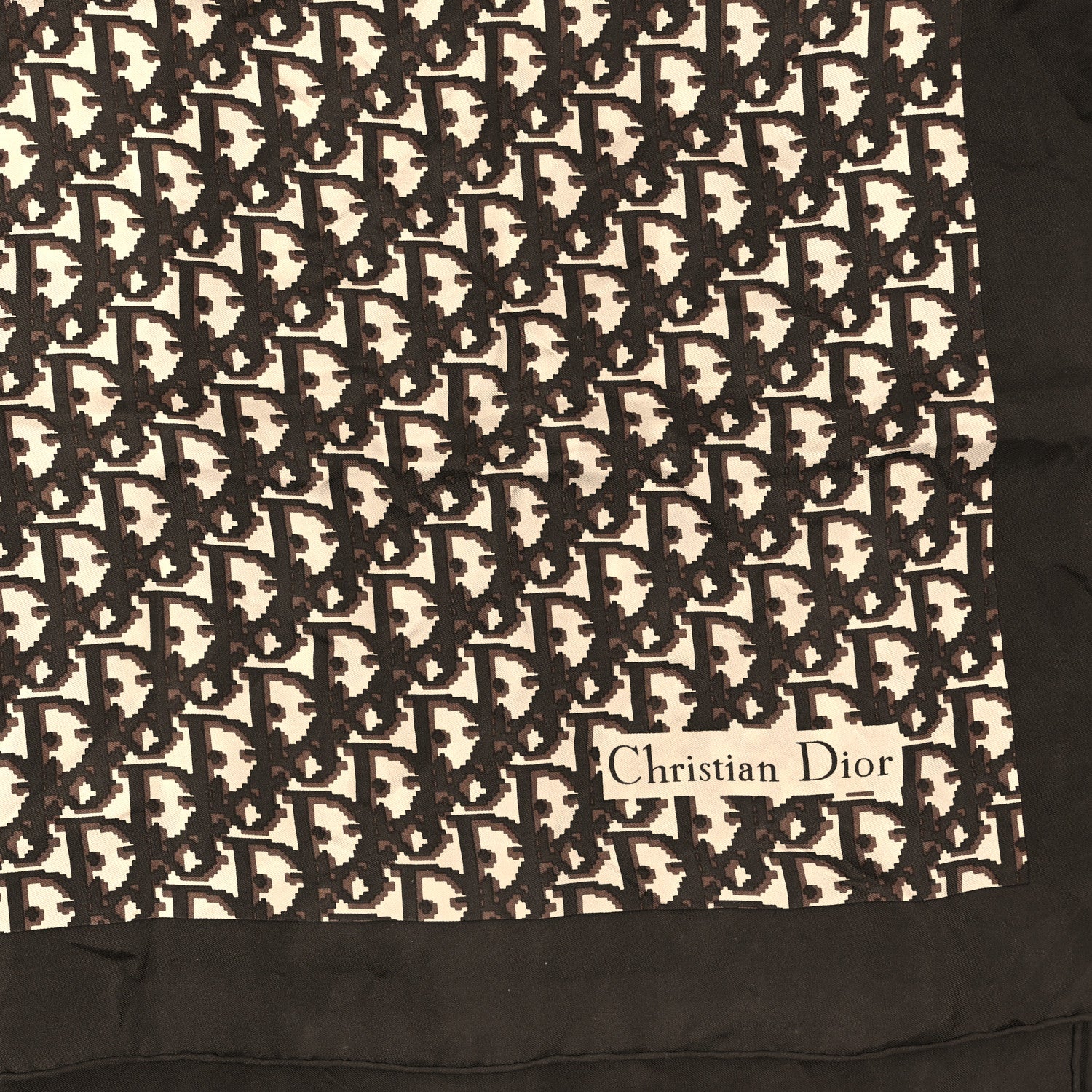 Christian Dior Silk Monogram Scarf Brown 2 of 3