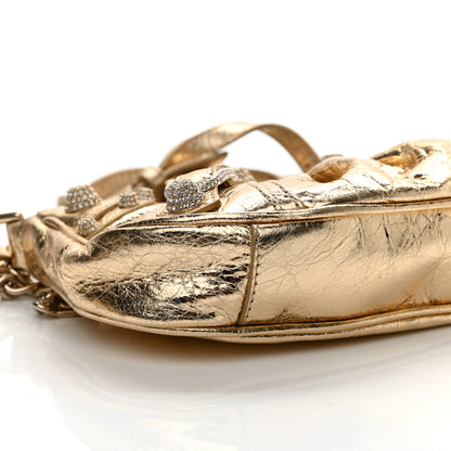 Balenciaga Metallic Arena Agneau Crystal Le Cagole Mini Purse With Chain Light Gold 9 of 11