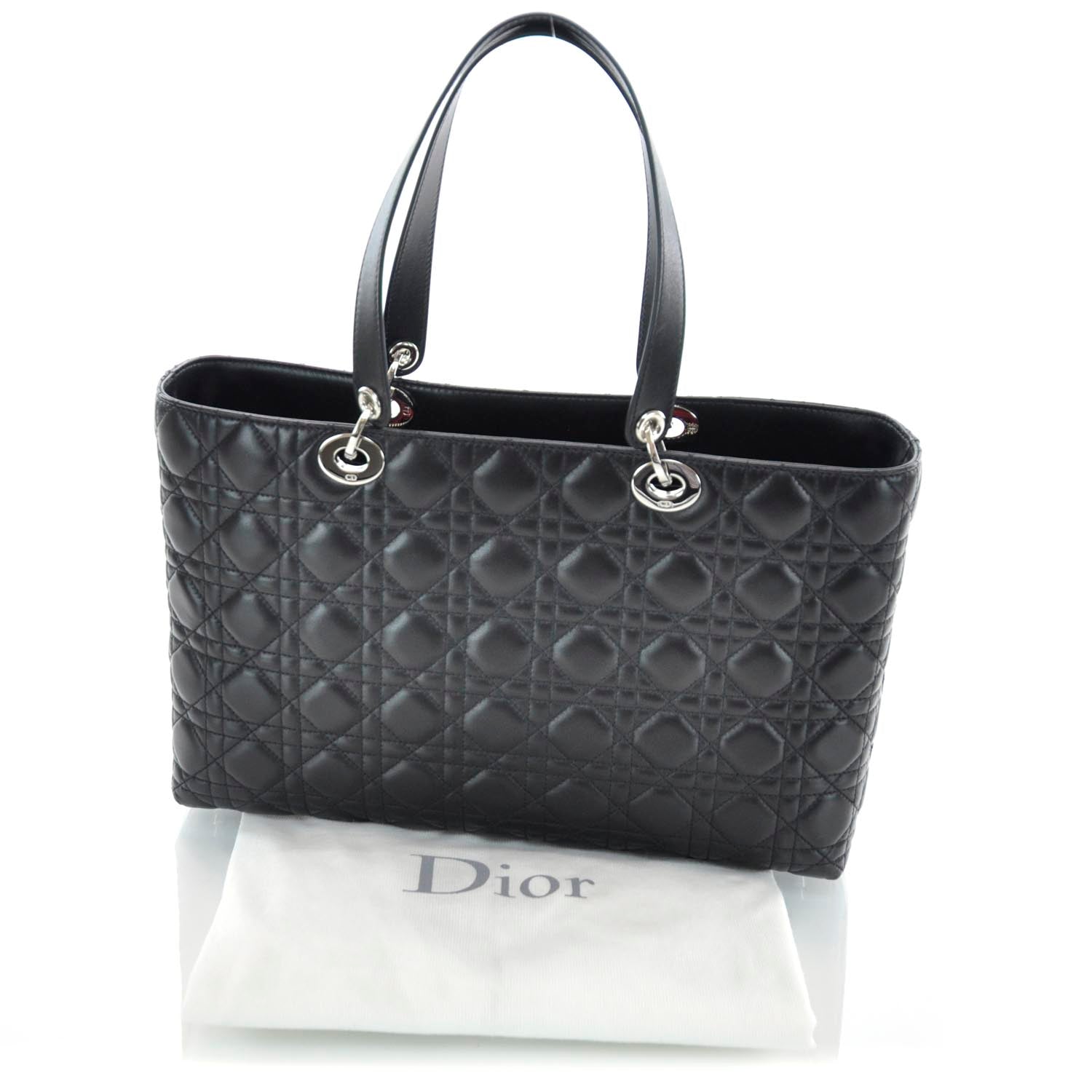 Christian Dior Lambskin Cannage Large Lady Dior Shopper Tote Black 3 of 10