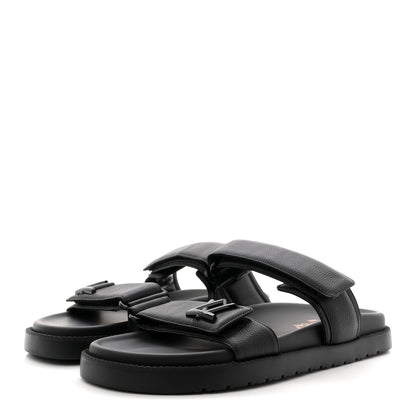 Louis Vuitton Grained Calfskin Sunset Comfort Flat Sandals 41 Black 4 of 9