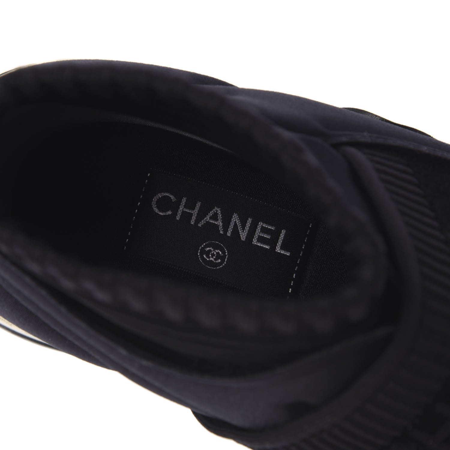 Chanel Stretch Fabric CC Sneakers 38 Black 7 of 8