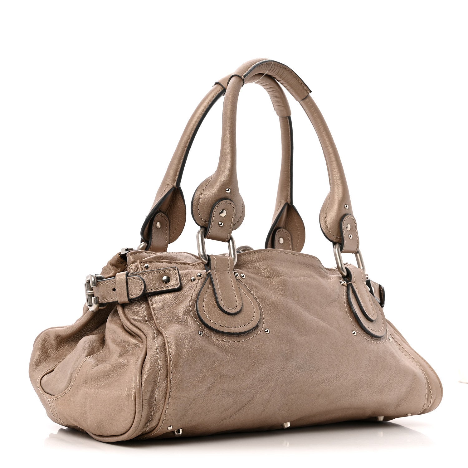 Chloe Metallic Calfskin Medium Paddington Satchel Taupe 3 of 14