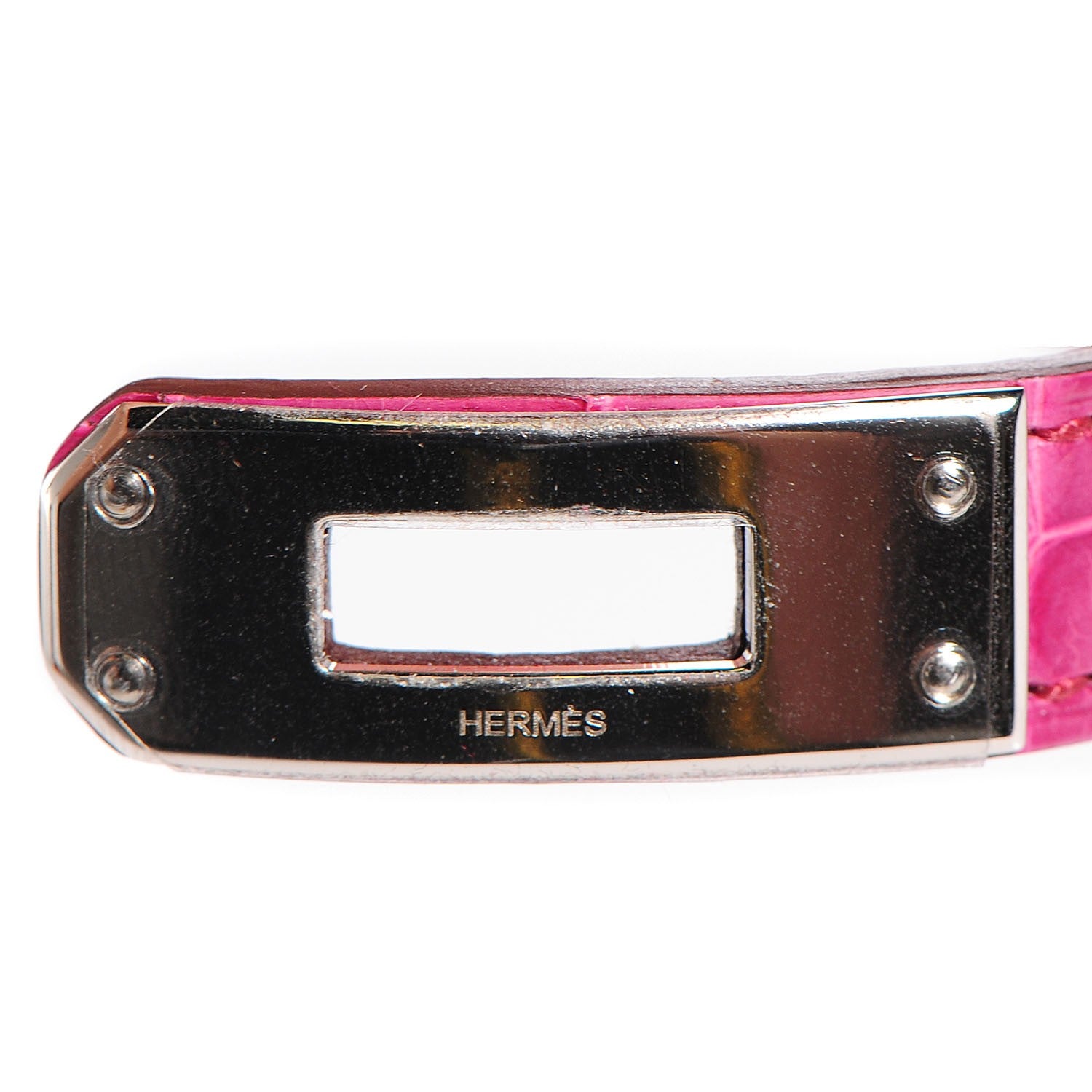 Hermes Shiny Alligator Kelly Double Tour Bracelet Small Fuchsia 6 of 8