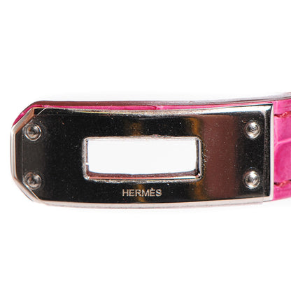 Hermes Shiny Alligator Kelly Double Tour Bracelet Small Fuchsia 6 of 8