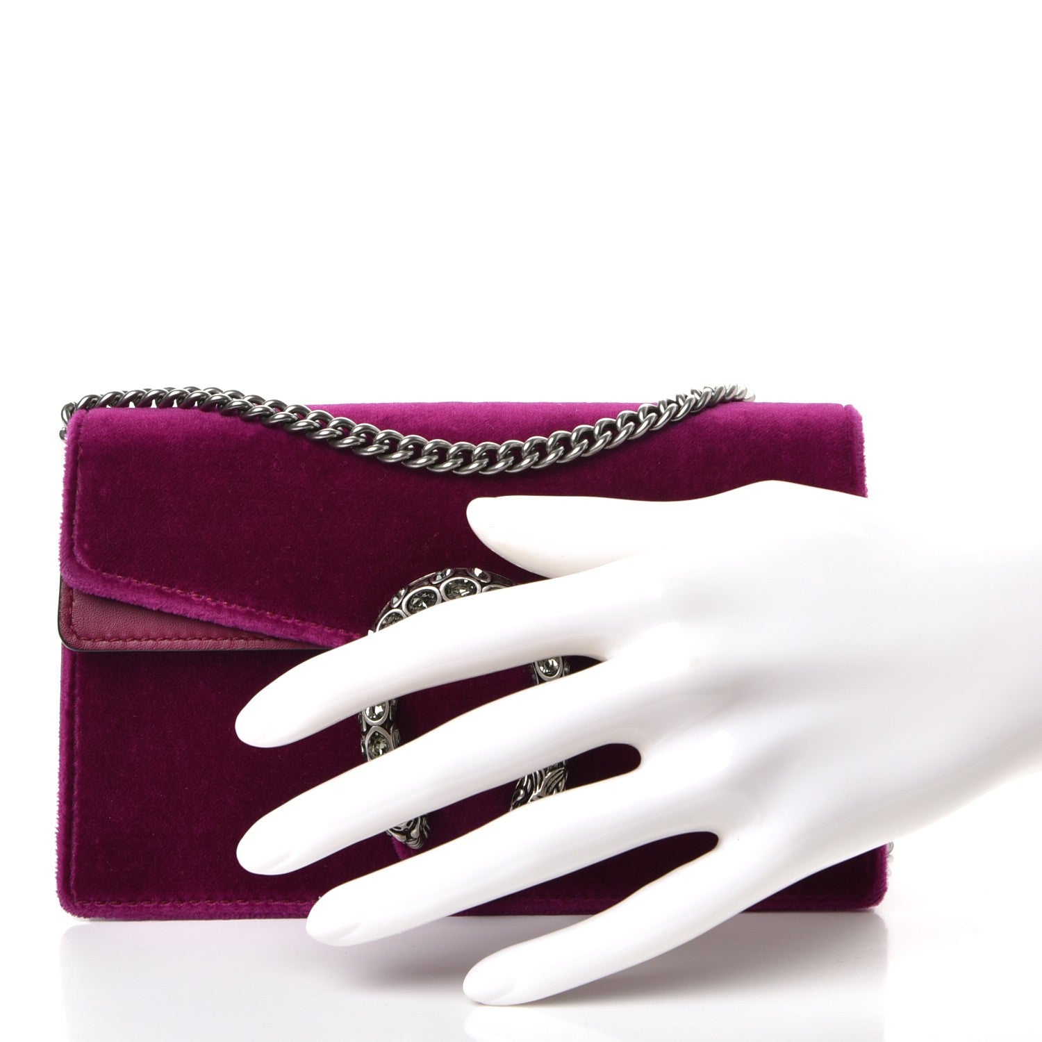 Gucci Velvet Super Mini Dionysus Shoulder Bag Fuchsia Violet Cyclamen 2 of 8