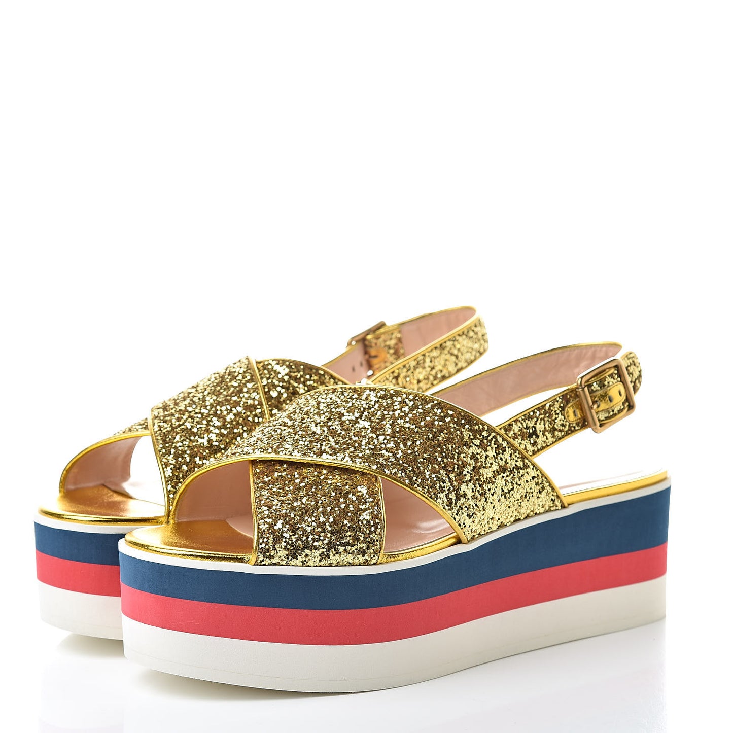 Glitter Crossover Platform Sandals 40.5 Gold