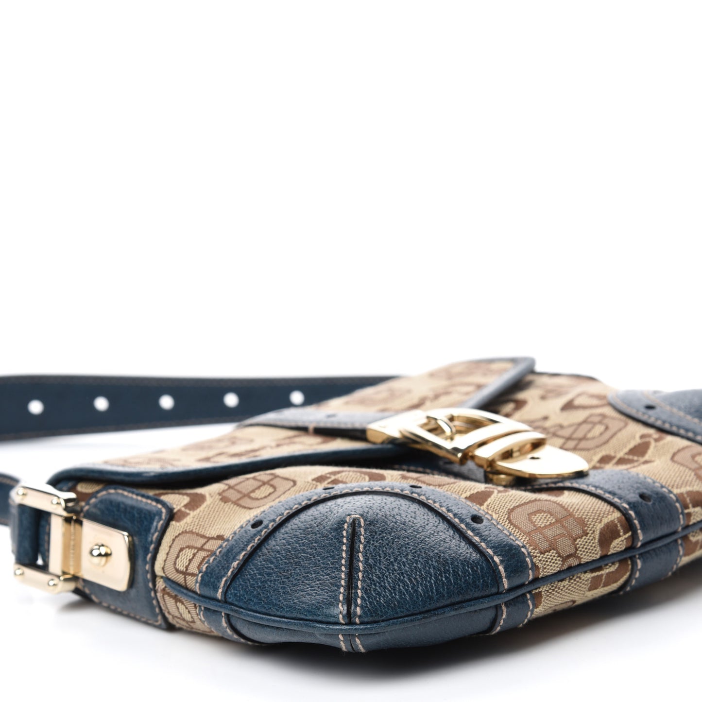 Canvas Horsebit Shoulder Bag Blue