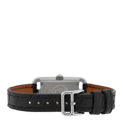 Hermes Stainless Steel Alligator Diamond 17mm Nantucket Quartz Watch Noir 3 of 5