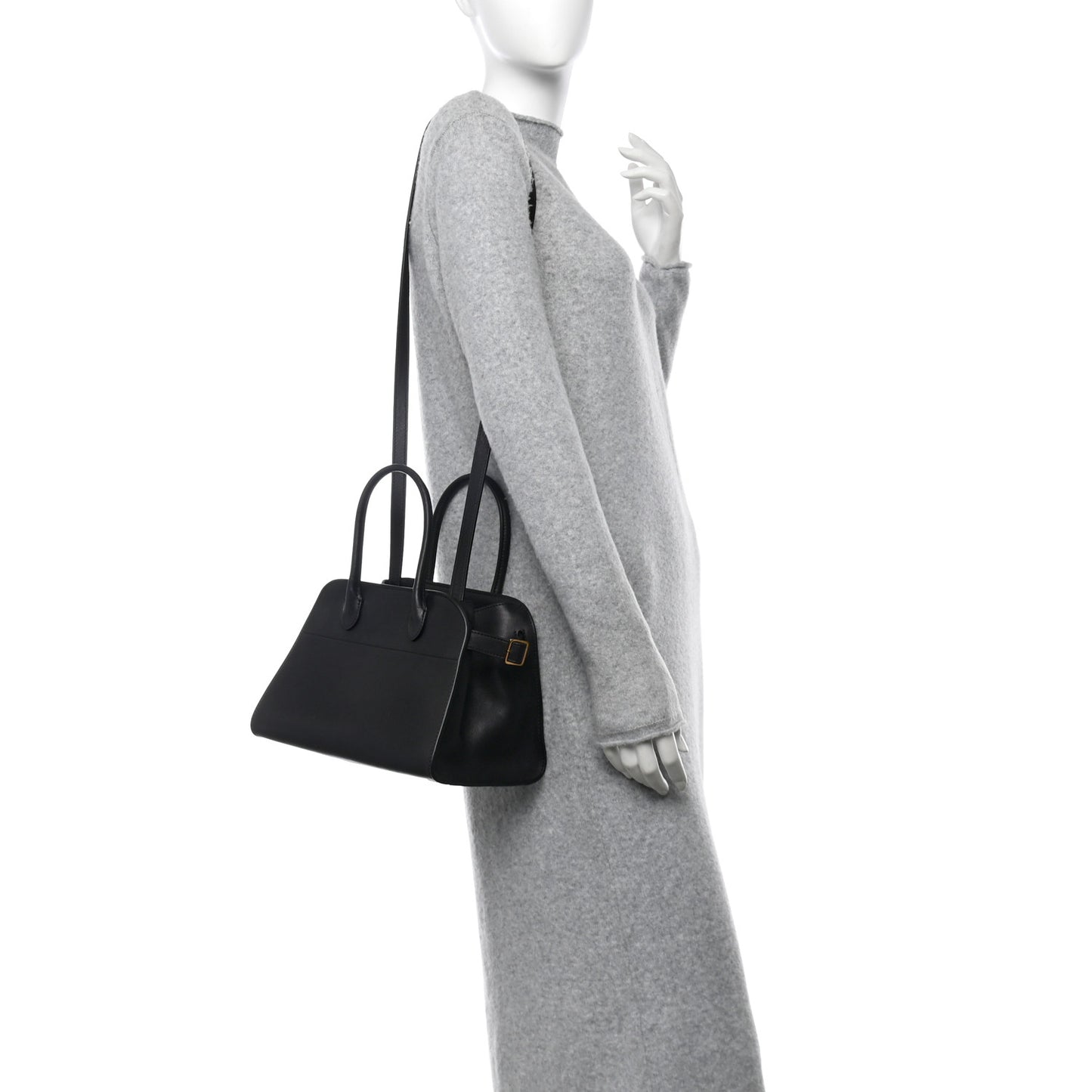 Polished Saddle Calfskin Soft Margaux 10 Bag Black