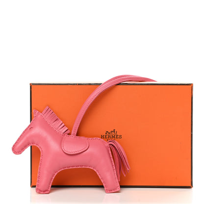 Hermes Milo Lambskin Grigri Rodeo Horse Bag Charm MM Rose Azalee 4 of 4