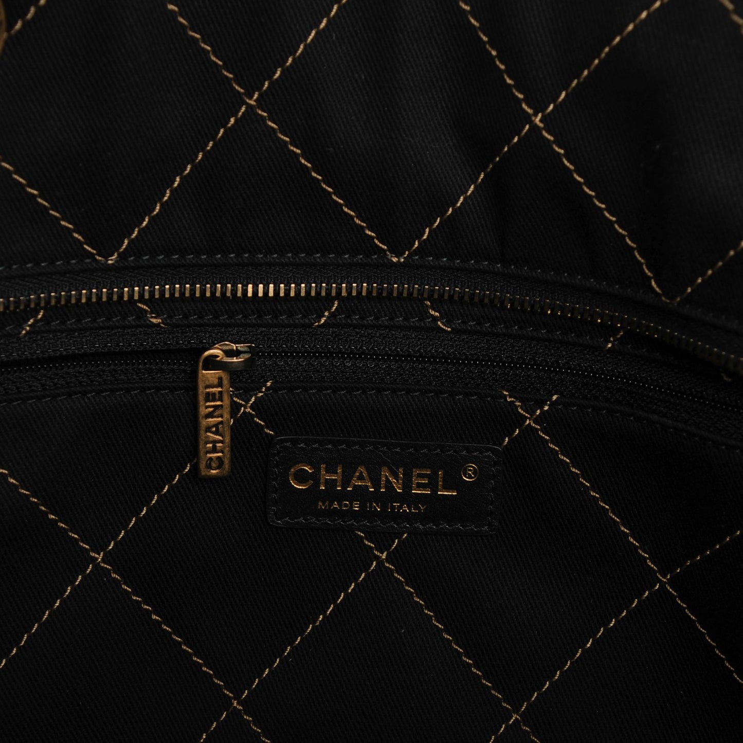 Grained Calfskin Large Shopping Fever Tote Gold