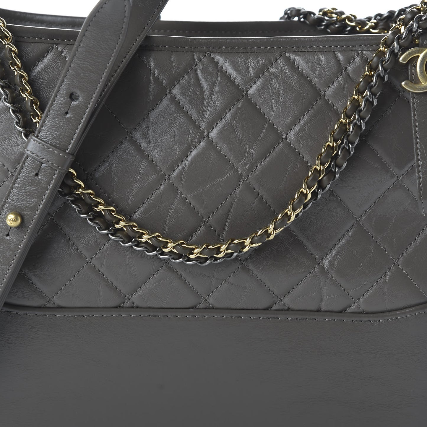 Aged Calfskin Quilted Medium Gabrielle Hobo Grey