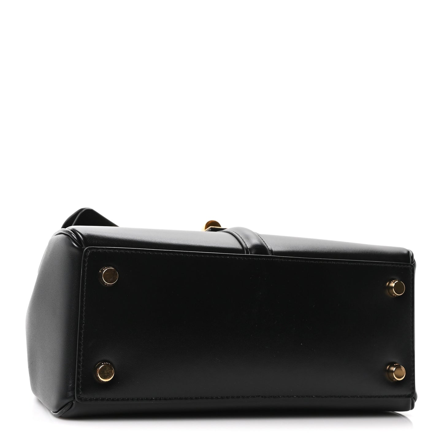 Satinated Calfskin Small 16 Top Handle Bag Black