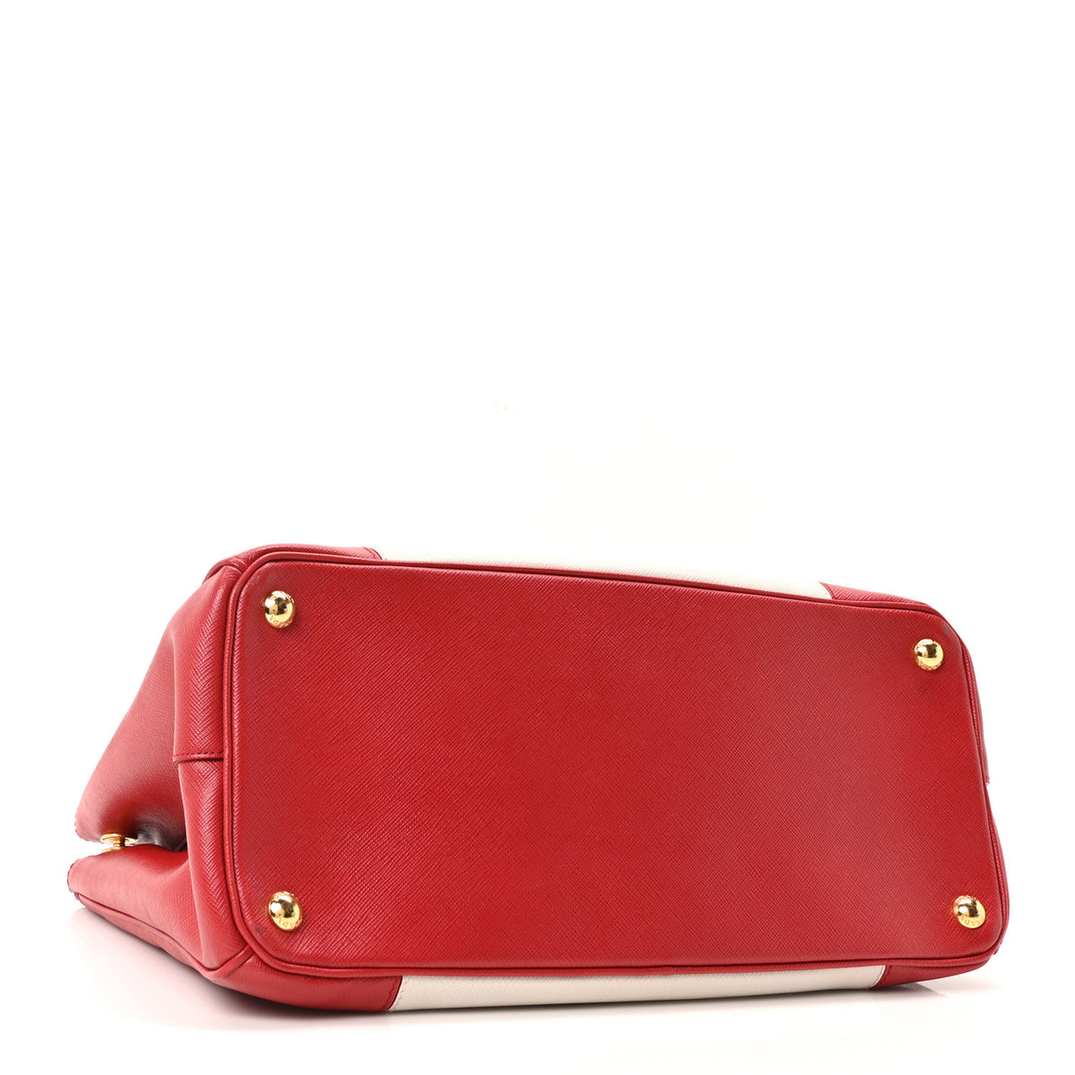 Prada Saffiano Lux Colorblock Medium Galleria Double Zip Tote Fuoco Talco 4 of 10