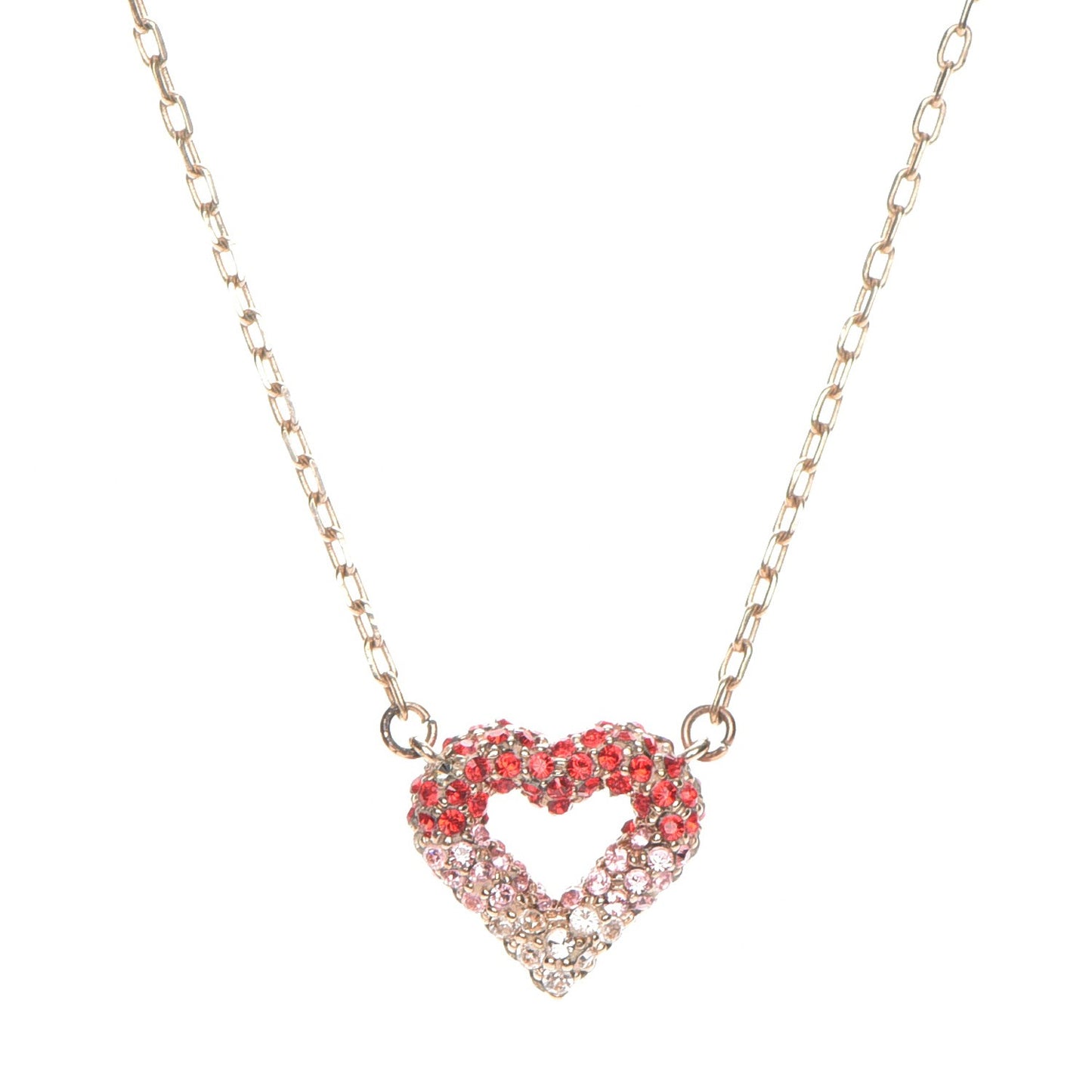 Swarovski LV and V Heart Strass Necklace Rose Gold