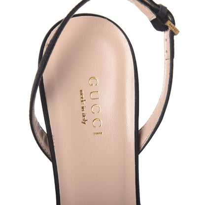 Gucci Tulle Ruffle Mid Heel Slingback Sandals 37.5 Black 6 of 10