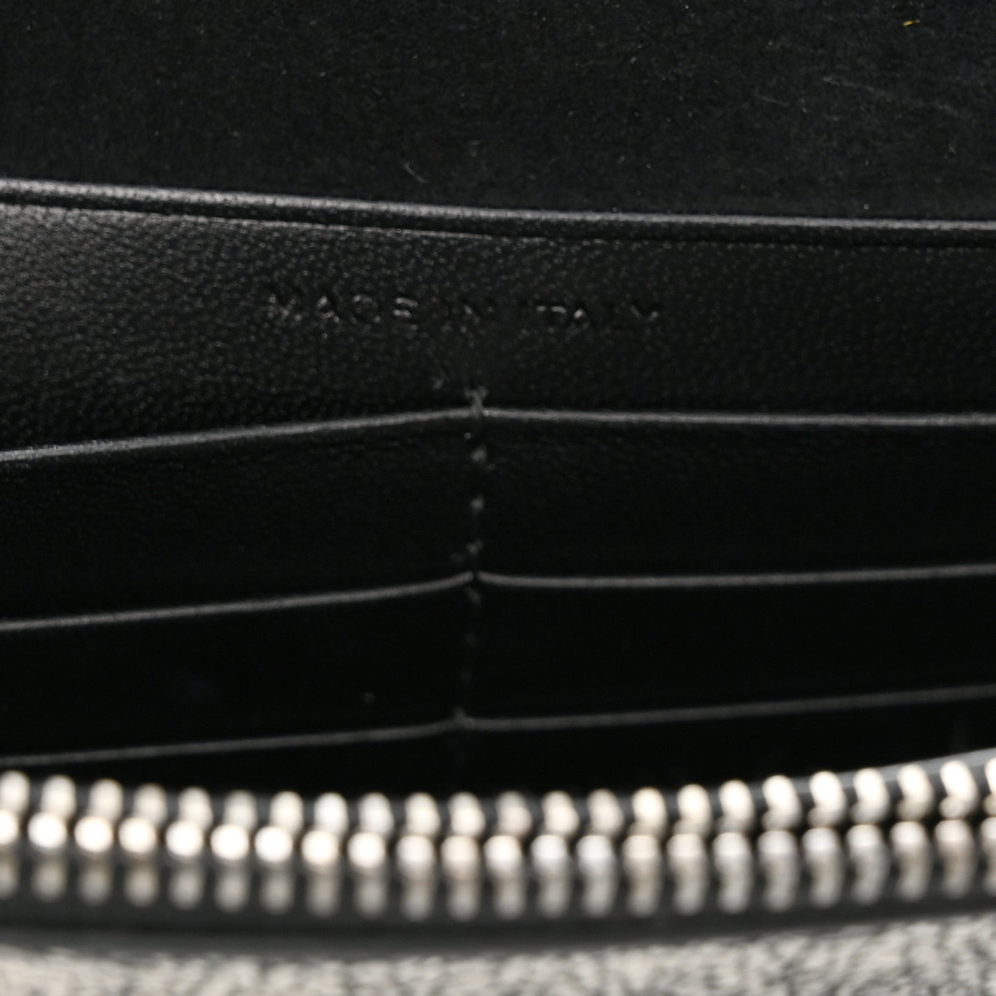 Metallic Calfskin Classic Monogram Kate Tassel Chain Wallet Gun Metal