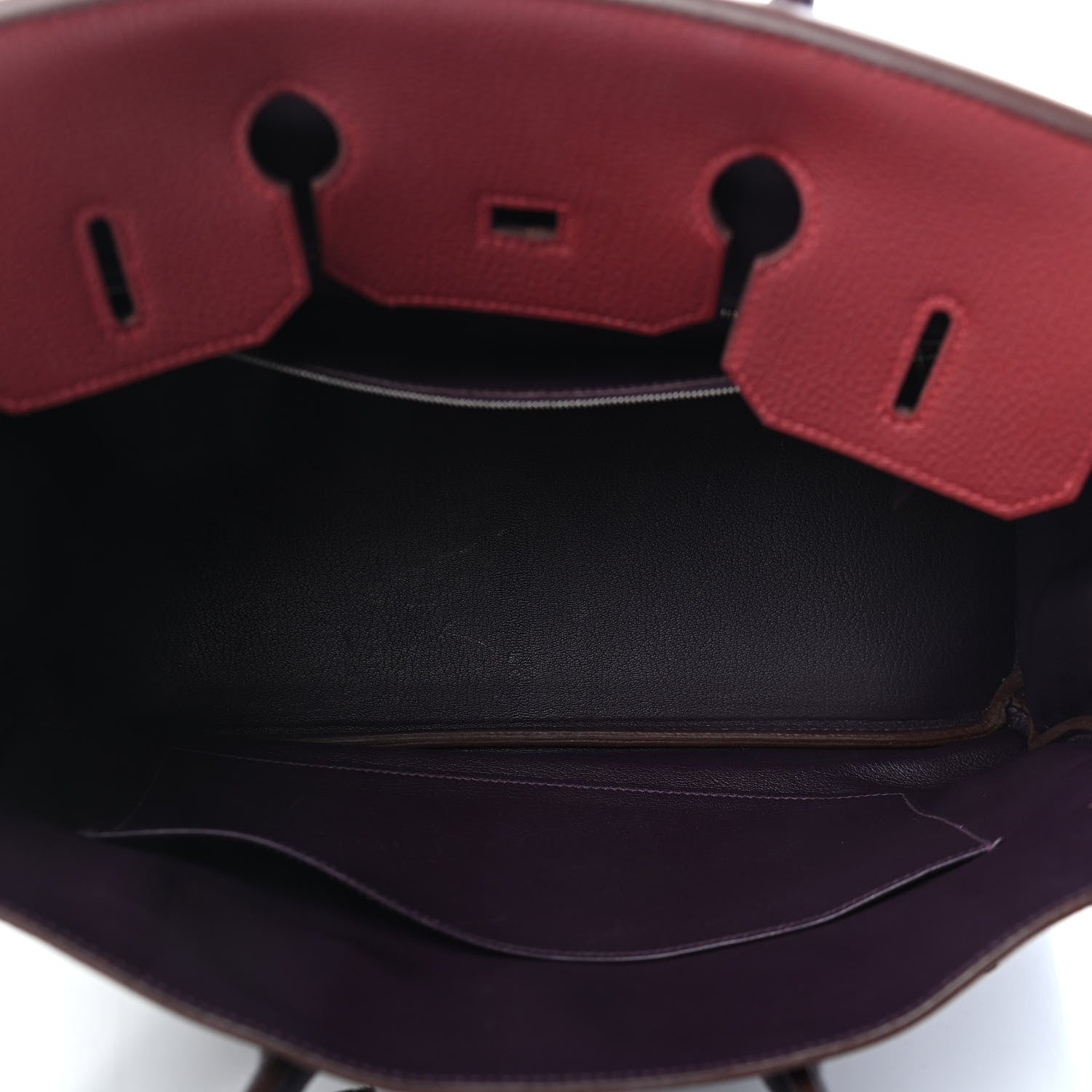 Hermes Togo Bi Color Horseshoe Birkin 35 Raisin Rouge H 5 of 10