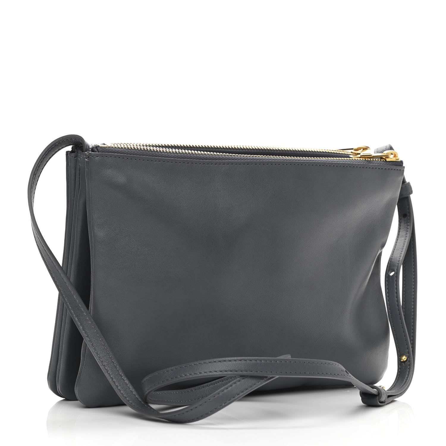 Celine Lambskin Large Trio Crossbody Bag Storm 4 of 12