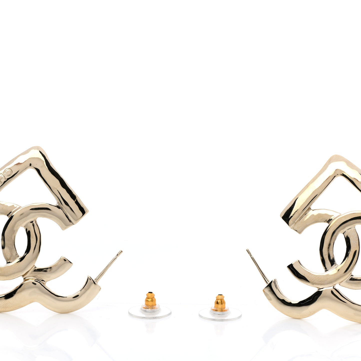Metal CC Heart Coco In Love Hoop Earrings Gold