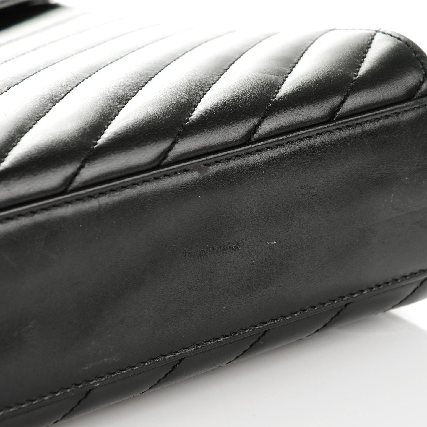 Smooth Calfskin Matelasse Chevron Large Monogram Satchel Black
