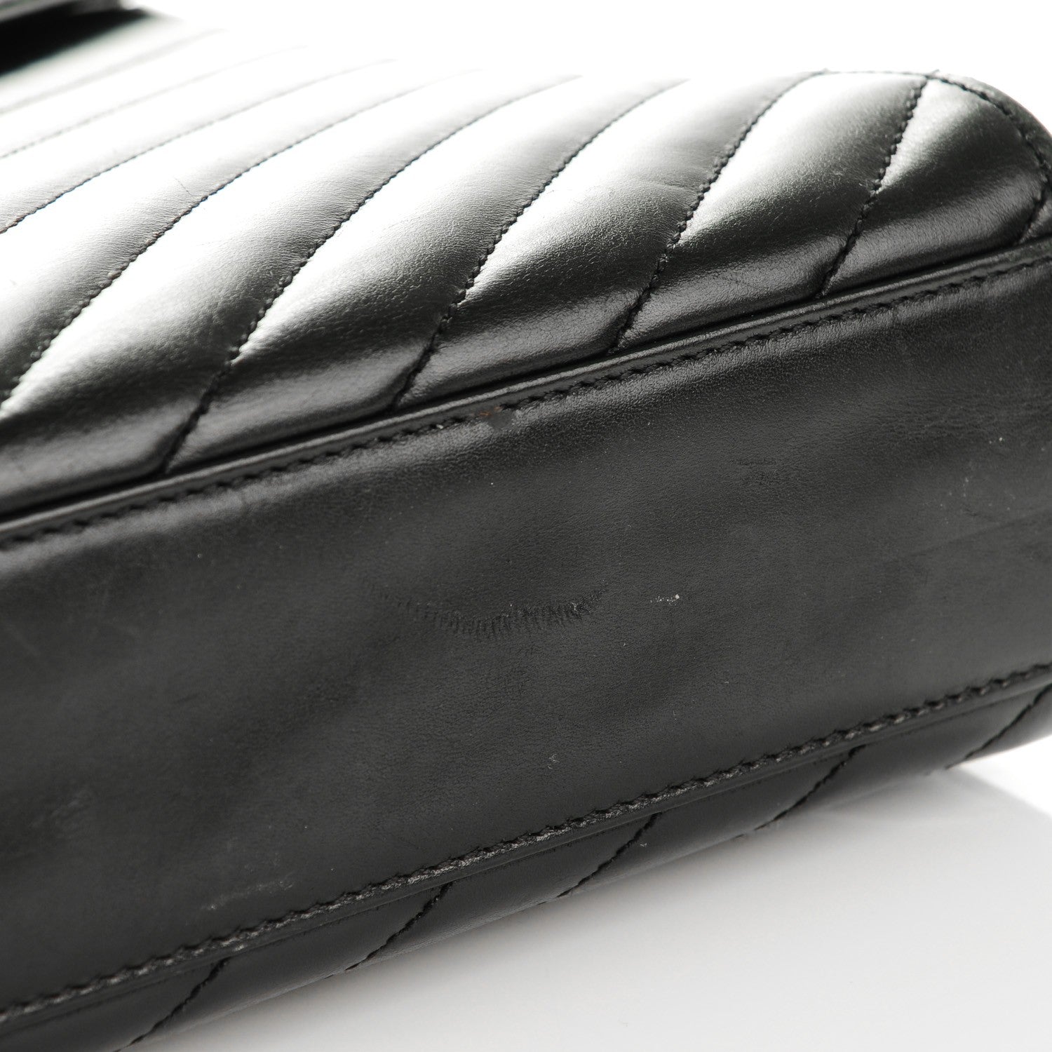 Saint Laurent Smooth Calfskin Matelasse Chevron Large Monogram Satchel Black 11 of 12