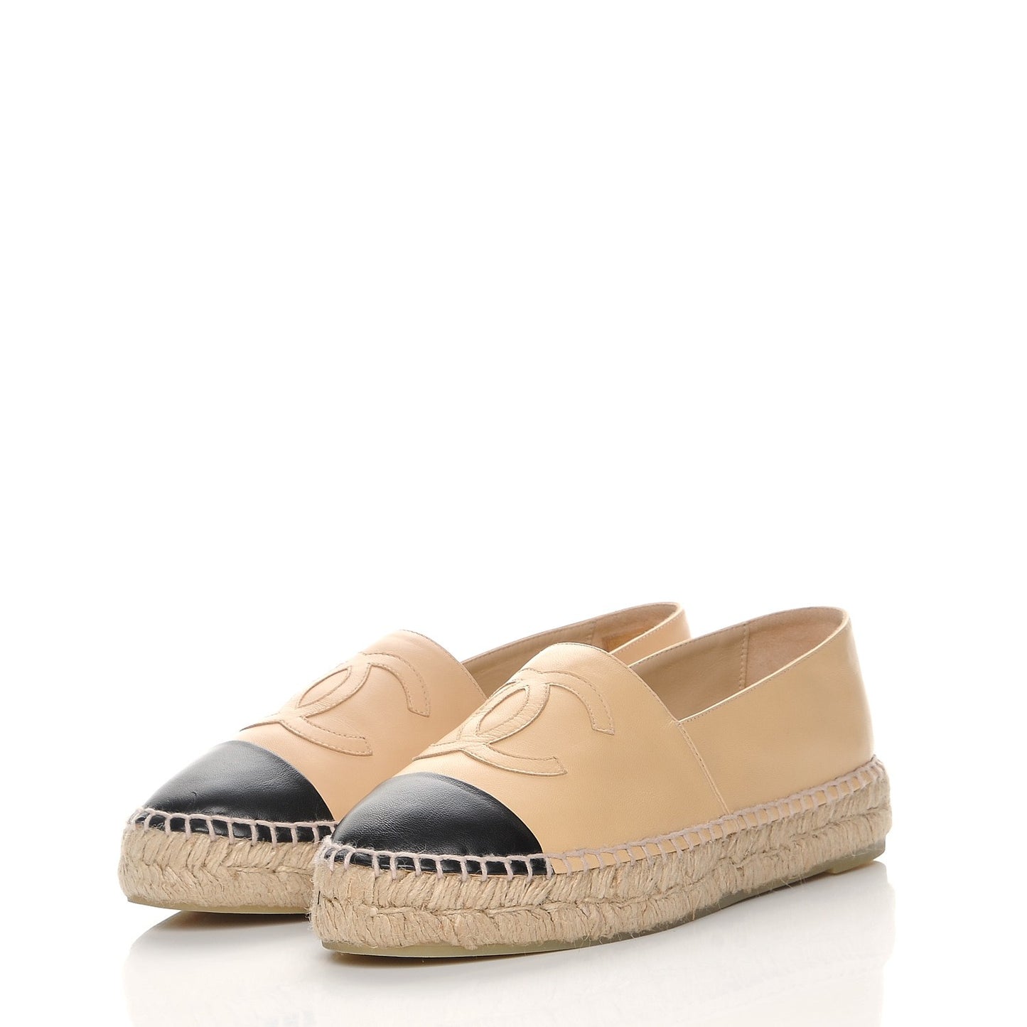 Lambskin CC Espadrilles 38 Beige Black