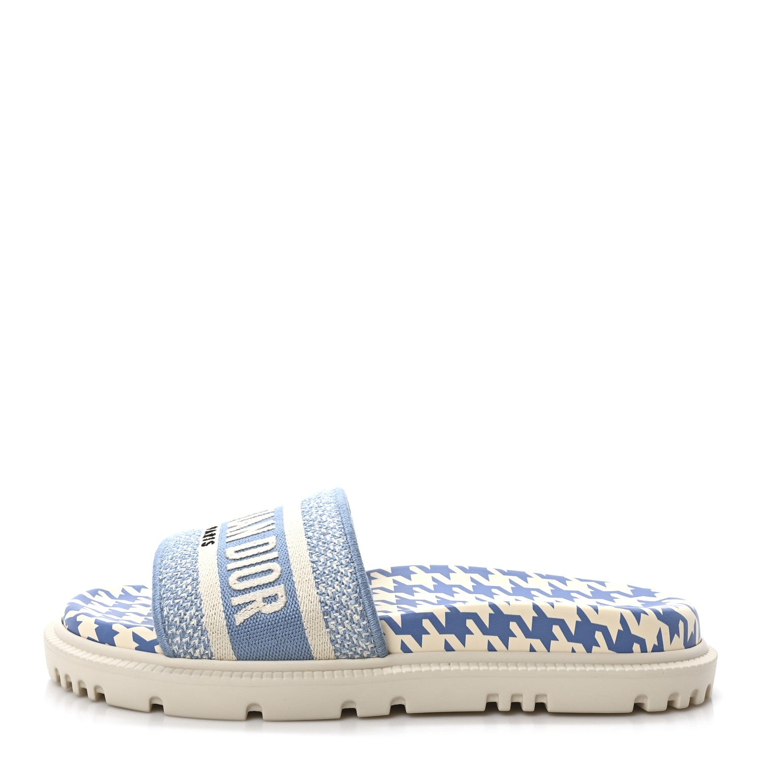 Christian Dior Micro PDP Cotton Houndstooth Embroidered Dway 10mm Slide Sandals 36 Cornflower 1 of 8