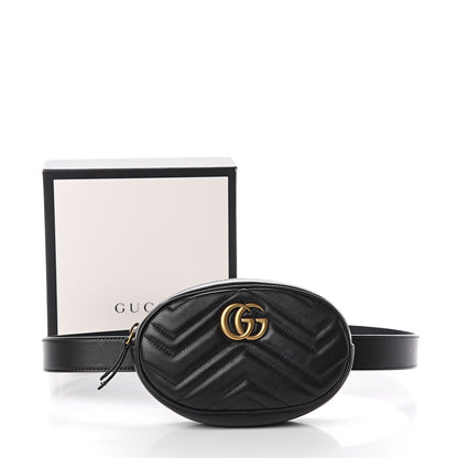 Gucci Calfskin Matelasse GG Marmont Belt Bag 75 30 Black 7 of 7