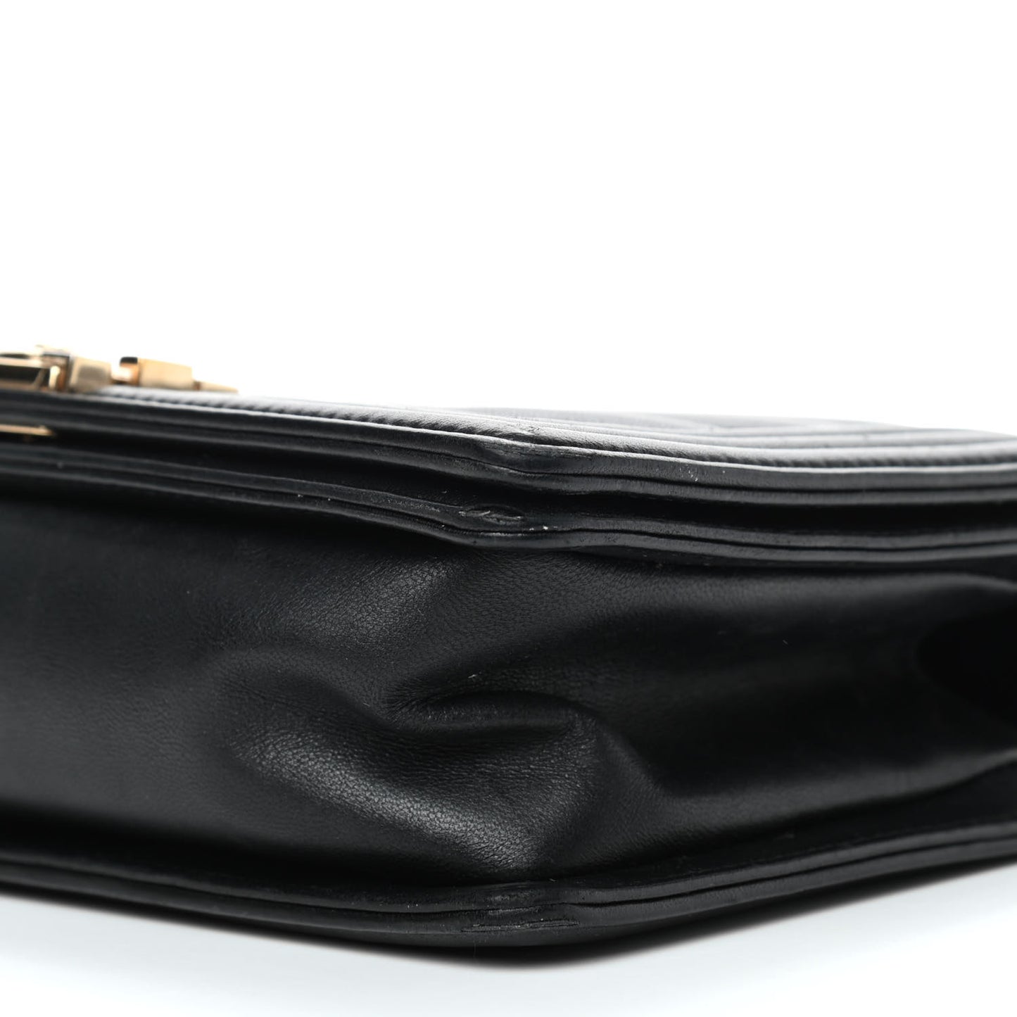 Calfskin Chevron Quilted Medium Boy Flap Black