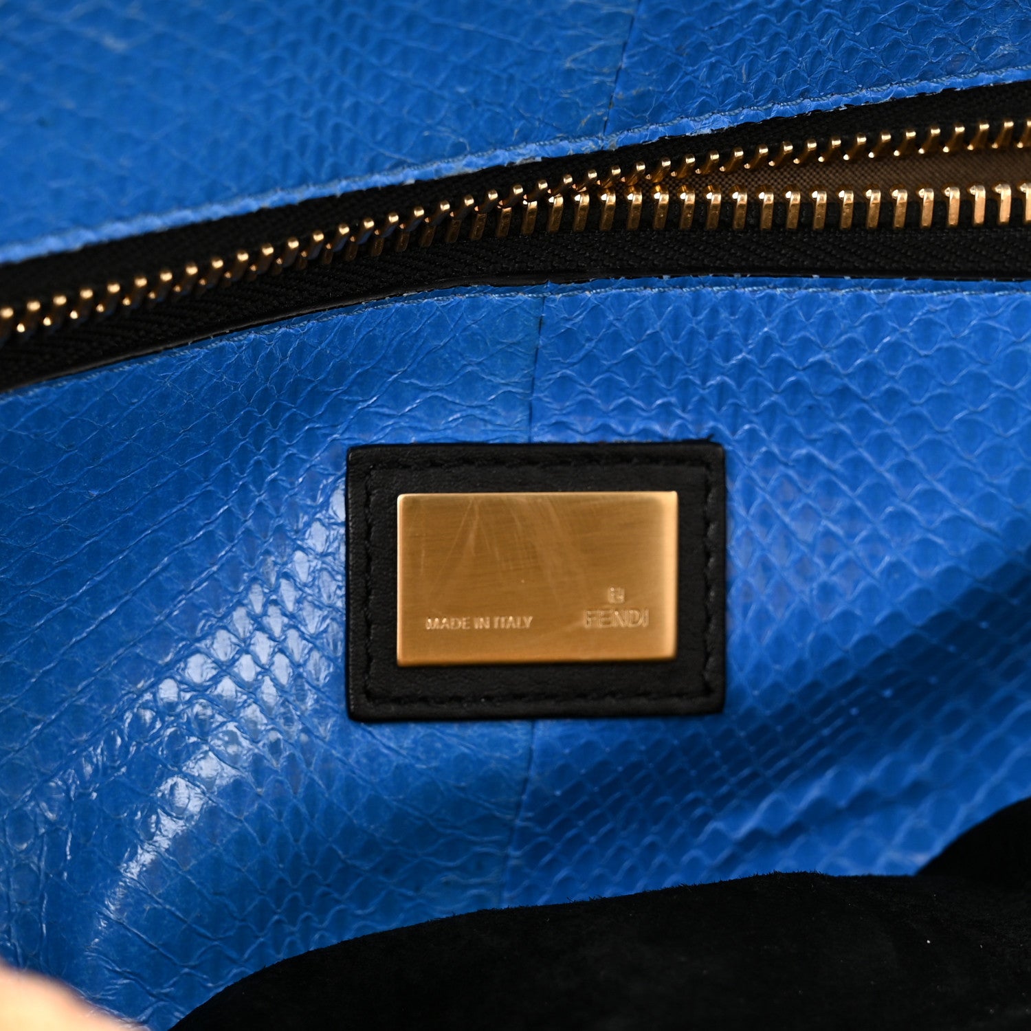 Fendi Raffia Snakeskin Large Peekaboo X-Tote Miele Bluette 6 of 11