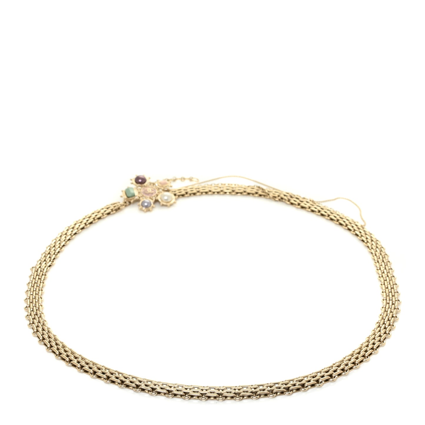 Crystal Gripoix Poured Glass Chain Belt Gold Multicolor