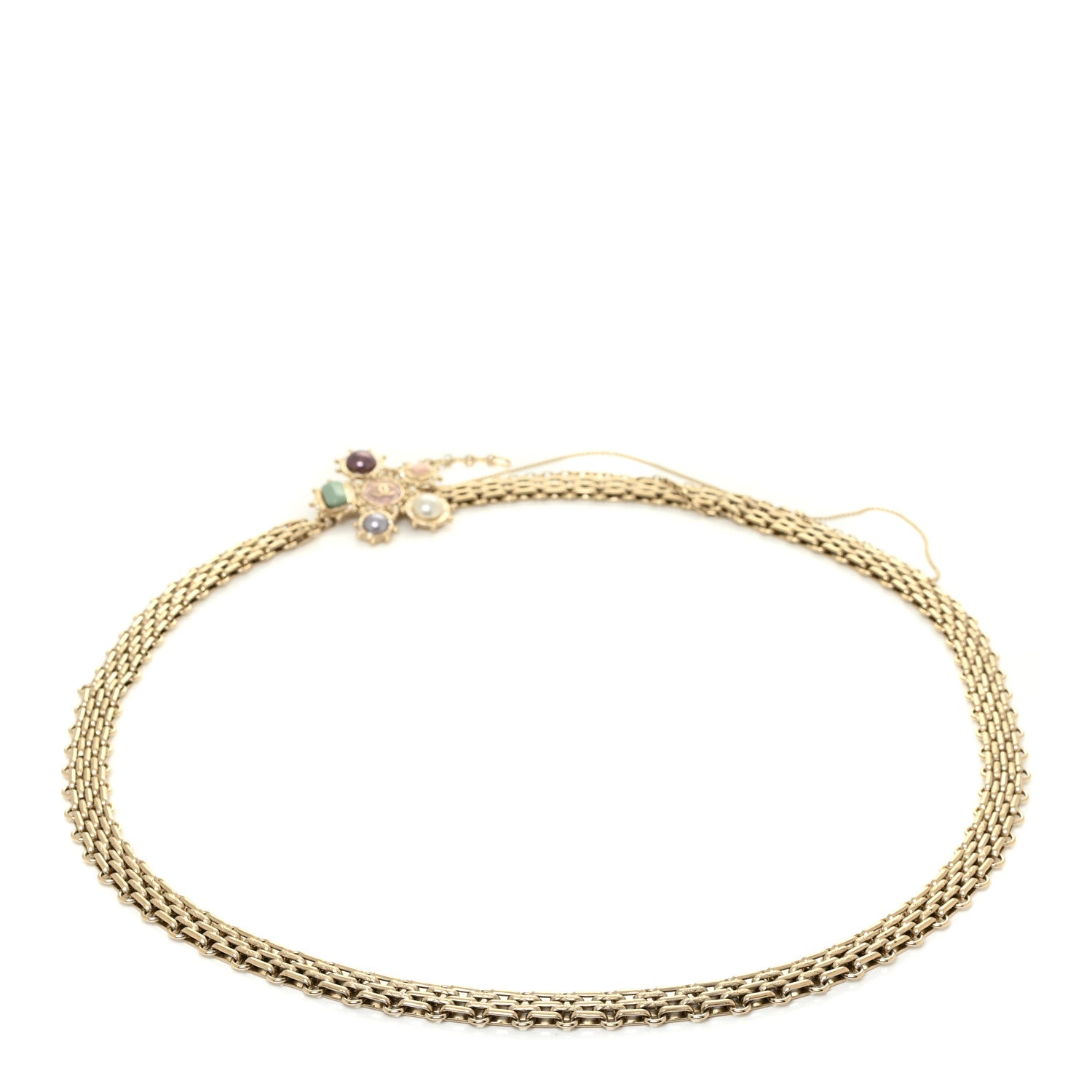Chanel Crystal Gripoix Poured Glass Chain Belt Gold Multicolor 2 of 5