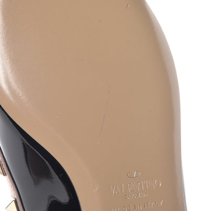 Valentino Garavani Patent Nappa Rockstud Ballerina Flats 37.5 Black Poudre 13 of 14