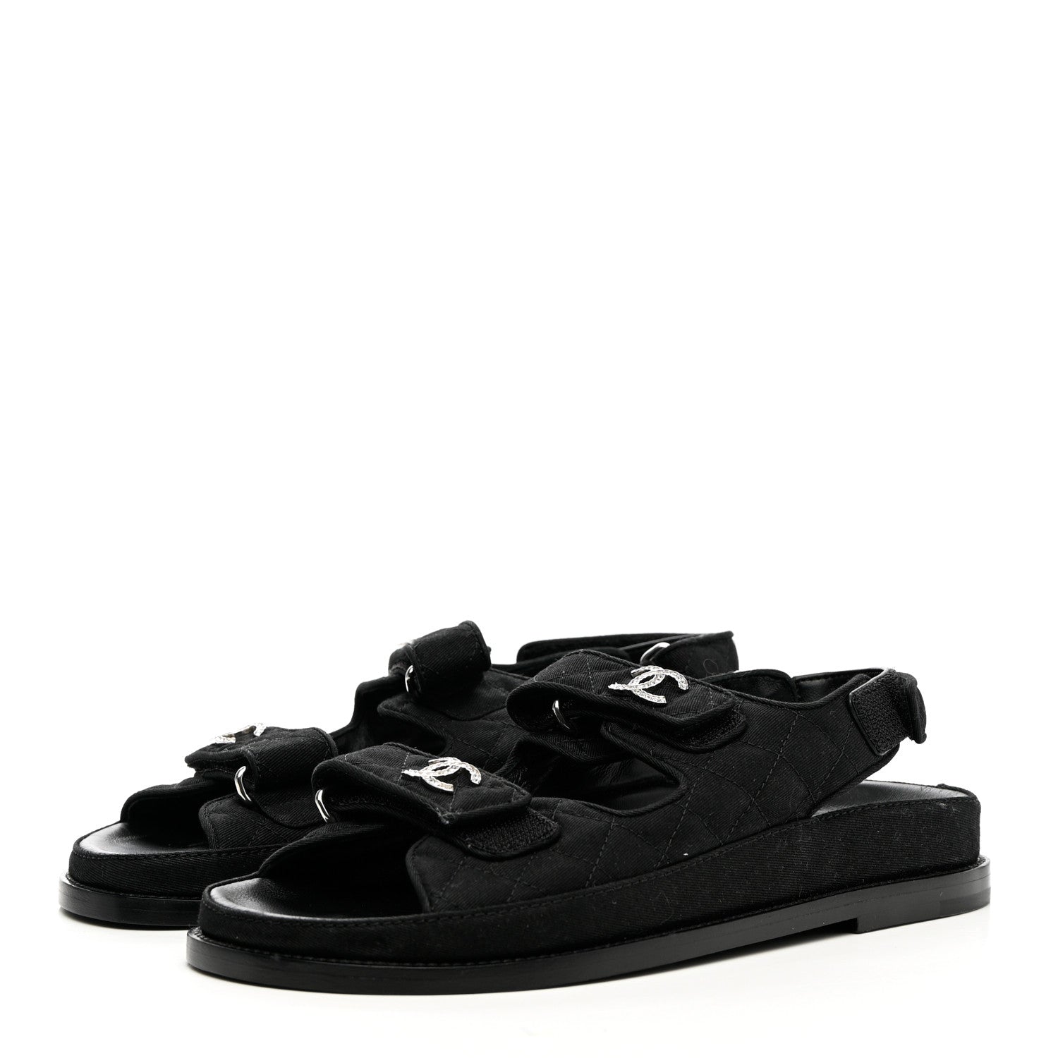 Chanel Mixed Fibers Velcro Dad Sandals 39 Black 3 of 12