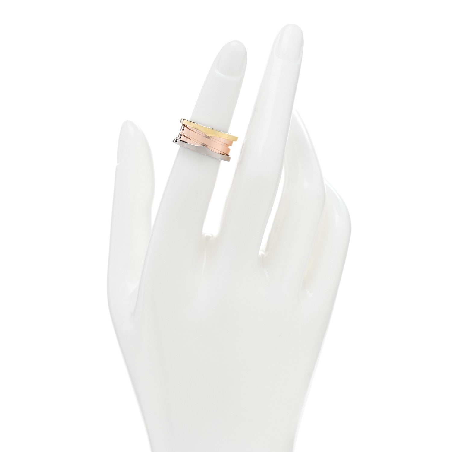 Bulgari 18K Rose White Yellow Gold B.Zero1 Three-Band Ring 48 4.5 2 of 5